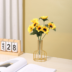 Golden Wrought Iron Glass Vase For Transparent Flower Arrangement Hydroponic Living Room Decoration <b>Small</b> <b>Ornament</b> - Product Image 2