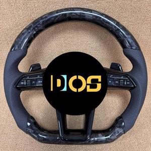 Volant de direction en daim <span class=keywords><strong>noir</strong></span> perforé à fond plat avec palettes et boutons pour <span class=keywords><strong>Audi</strong></span> Q3 Q5 Q7 Q8 RS Q3 Q5 Q7 - Accessoires automobiles - Product Image 4