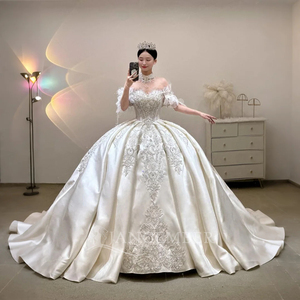 Vestidos de Novia de Lujo con Cuentas Brillantes, Cola Larga y Esponjosa, Vestido de Novia Personalizado Lsjj25 - Product Image 6