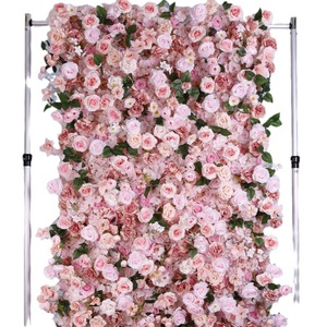Mur de fleurs artificielles 3D et 5D en roses rouges, design enroulable 8x8 pieds, idéal pour la décoration de mariage - Product Image 2