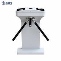 Système de contrôle d'accès optimisé pour hall de bureau, protection anti-écrêtage, tourniquet tripode à hauteur de taille avec bande latérale LED bleue