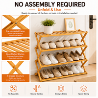 Support de rangement pliant multifonctionnel, étagère économique simple pour la maison, étagère pour chaussures en bambou