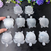 Vente en gros de pierre de guérison en cristal tortue artisanale sculptée à la main en sélénite blanche sculpture en cristal statue de tortues de mer