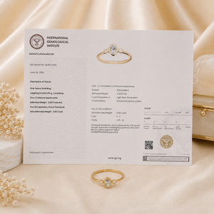 Anillo de Boda Elegante de Diseño en Oro Amarillo Sólido de 14 Quilates con Diamante Cultivado en Laboratorio y Aguamarina, Certificado IGI, Joyería de Lujo para Mujer - Product Image 4