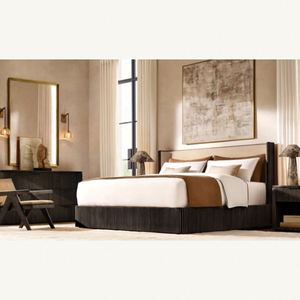 Meubles de chambre à coucher modernes haut de gamme, cadre de lit en bois Byron, style américain, lit king size en bois massif - Product Image 6