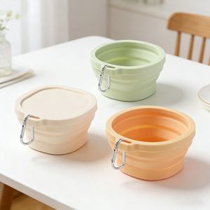 Contenants de stockage alimentaire pliables en silicone de qualité alimentaire sans BPA, bol pliable avec couvercle pour le camping et les pique-niques en plein air - Product Image 4