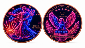 Pièce de monnaie Liberty du Quatrième de Juillet en cuivre fin 999 de 5 oz, 3D en relief, finition peinte UV effet proof-like, cadeau de célébration patriotique - Product Image 6