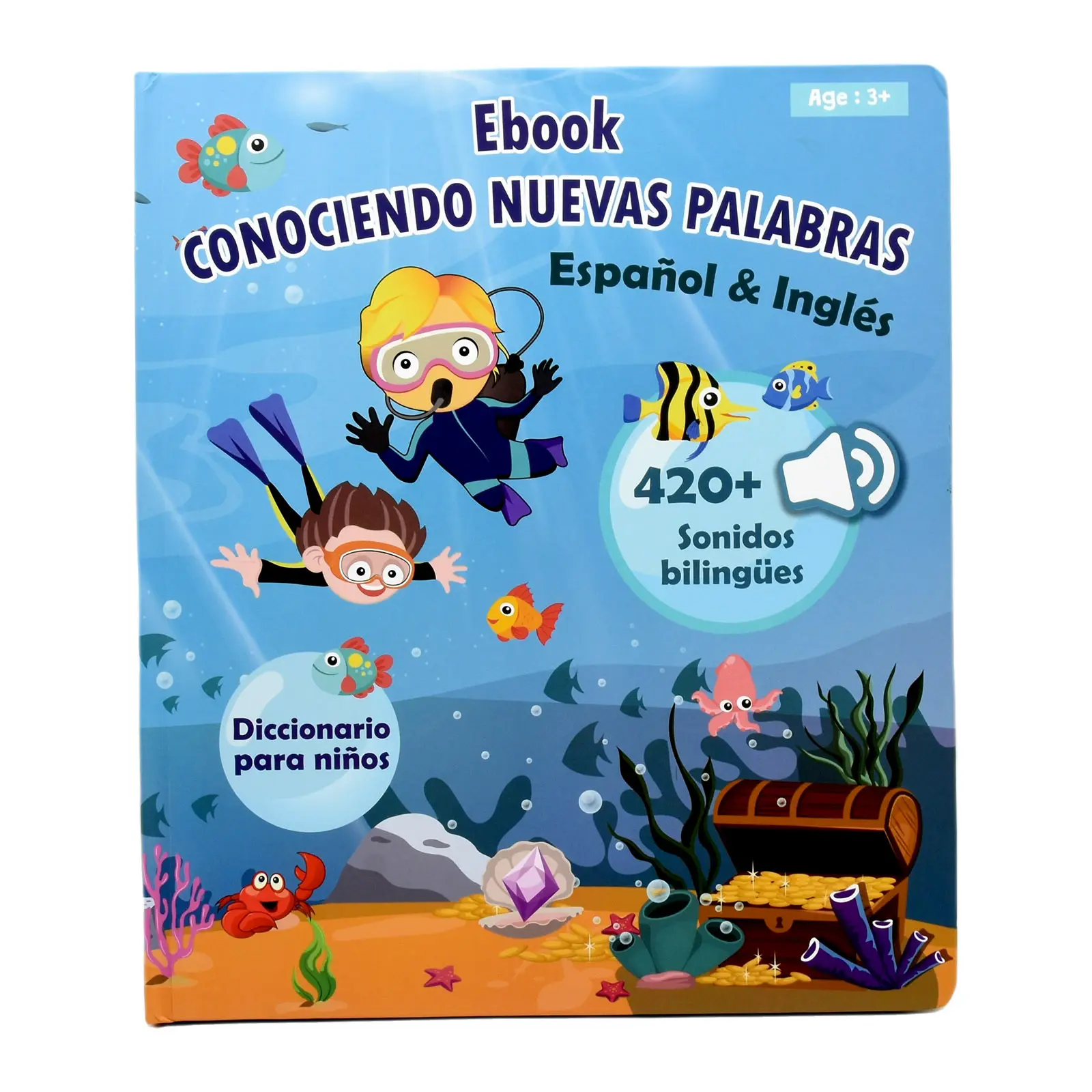 Brinquedo educativo bilíngue para crianças, livro de linguagem infantil, jogo didático em espanhol e inglês, livro de som para crianças, aprendizagem precoce