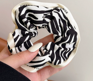 Élastique à cheveux rétro français à motif zèbre, grande texture, pour adulte, pour queue de cheval - Product Image 5