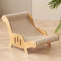 Chaise longue griffoir pour chat en bois de luxe avec coussins en corde de chanvre remplaçables et structure robuste et durable
