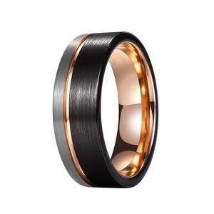 ที่ดีที่สุดขายอินเทรนด์สีดำและSilverทังสเตนคาร์ไบด์แหวนRose Goldภายใน - Product Image 4