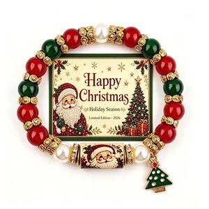 2026 New Ethnic Unisex Christmas <b>Bracelet</b> Santa Claus Crystal Beaded <b>Bracelet</b> Christmas Tree Reindeer Design Perfect Gift - Product Image 1