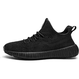 Manufacturers Fashion Design Custom Breathable Black Knitting Male Sneakers Men's Running Shoes
