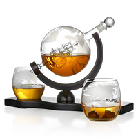 Globe en verre à haute teneur en borosilicate carafe ensemble de verres à whisky ensemble de bar verrerie accessoires de bar verres à whisky avec base en bois