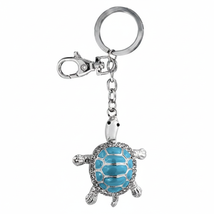 Portachiavi in Metallo Blu Cielo con Occhio di Nazar, alla Moda, a Forma di Cuore in Lega e Vetro, con Logo Personalizzato, Design Tartaruga - Product Image 2