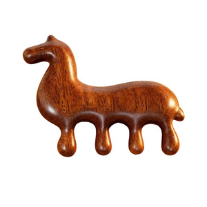 Peine Masajeador de Cabeza de Madera con Diseño de Cabeza de Caballo, Puntos de Acupresión, Dientes Gruesos para Desenredar el Cabello y Relajación, Cuidado Natural en el Hogar, Regalo - Product Image 1