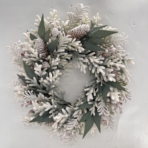 2026 Christmas Artificial Wreath Collection Flocked&Unflocked Pine Wreaths with Berries, Balls&Pinecones for <b>Front</b> <b>Door</b> <b>Decor</b> - Product Image 2