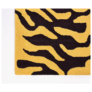 Premium Wool Area Rug Mustard Yellow Black Zebra Pattern Handmade Animal <b>Print</b> Carpet for Contemporary Living <b>Room</b> Home Floor - Product Image 4