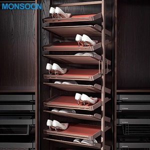 ตู้เสื้อผ้าโลหะทันสมัย MONSOON พร้อมชั้นวางรองเท้าอเนกประสงค์แบบหมุนได้ 4/6 ชั้น และเคลือบผง - Product Image 4