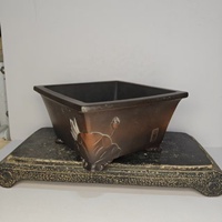 Pot à Bonsaï Yixing en Sable Violet de Haute Qualité, Fait Main, Style Antique, avec Design Pieds en Nuage