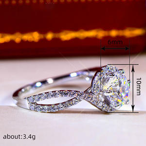 T0169 Anello di Fidanzamento da Donna con Diamante Coltivato in Laboratorio Taglio Brillante Rotondo, Stile Romantico, Gioielleria Fine - Product Image 4