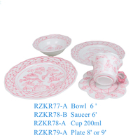 RZKR77-78-79-A Jingdezhen, vaisselle en porcelaine de style chinois moderne, motif de feuilles roses et blanches peintes à la main, écologique et de haute qualité