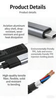 Cable Adaptador Multifunción 2 en 1 Tipo-C a USB con Audio de 3.5mm y Puertos de Red RJ45, Carcasa de ABS, Compatible con UHF