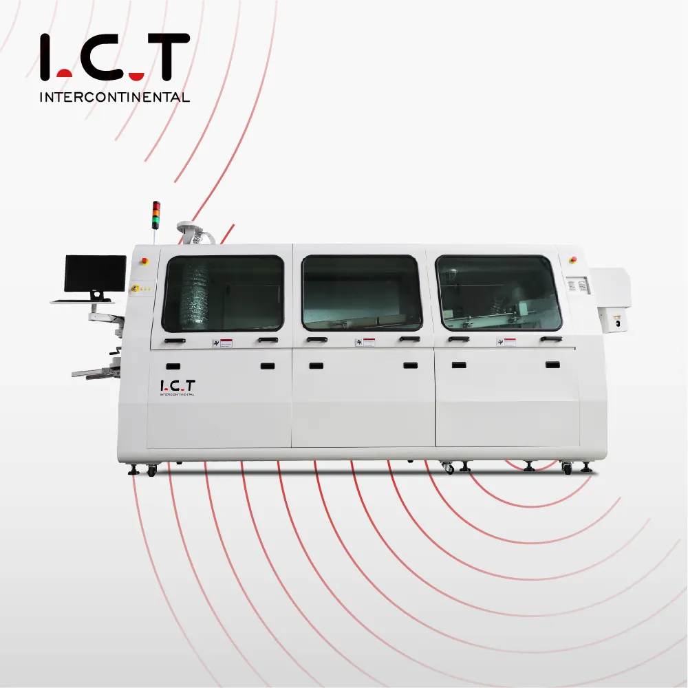 Saldatrice per assemblaggio THT SMT senza piombo piccola attrezzatura per saldatura ad onda di azoto saldatrice a doppia onda PCB completamente automatica