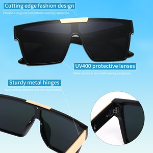 Gafas de Sol Retro Vintage de Marca de Lujo, Lentes de Espejo, Montura Cuadrada Extra Grande, para Hombre y Mujer, Marco de Metal Dorado, Logotipo Personalizado - Product Image 4