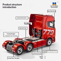 Modèle de camion télécommandé électrique Scania 770S authentique, jouet tracteur 1501/1502, semi-remorque à l'échelle 1:18 par Hui Na