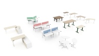 Ensemble bureau et chaise électrique en forme de Y pour 3 à 10 personnes, poste de travail avec cloison de séparation