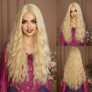 <span class=keywords><strong>Parrucca</strong></span> di Halloween follia <span class=keywords><strong>strega</strong></span> <span class=keywords><strong>parrucca</strong></span> femminile bionda onda capelli lunghi ricci separazione alta qualità in fibra chimica ad alta temperatura <span class=keywords><strong>parrucca</strong></span> di seta - Product Image 2
