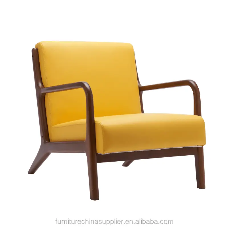 الحديثة نمط غرفة المعيشة كرسي خشب متين إطار النسيج واحدة صالة مسند ذراع الترفيه جولة كرسي أريكة جلدية WD-1580
