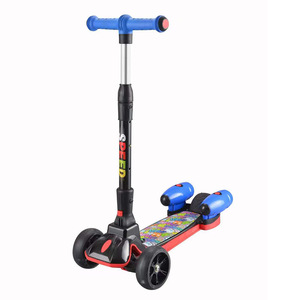 สกู๊ตเตอร์เด็กมีไฟ ปรับความสูงได้ สำหรับเด็กอายุ 3 ปีขึ้นไป สีแดงเปลวไฟ - Product Image 2
