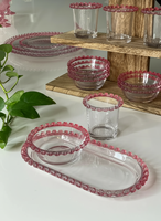 Assiette en verre à perles violettes en plusieurs tailles pour mariage et fête