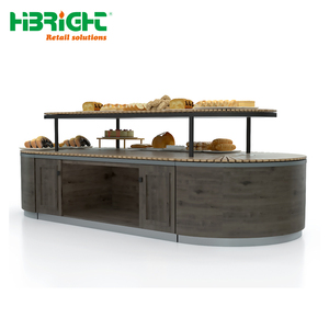 Exhibidor de Panadería de Madera de 2 Niveles, Moderno, Ovalado, con Gabinete de Almacenamiento para Pastelería - Product Image 5