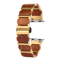 Correa de Acero Inoxidable y Madera Hecha a Mano de 20 mm de Ancho para Relojes Iwatch Series, Gran Venta en Europa y América
