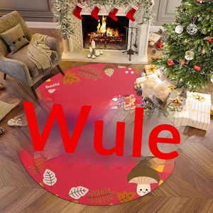 Tapis <span class=keywords><strong>de</strong></span> Noël imprimé transfrontalier, tapis pour arbre <span class=keywords><strong>de</strong></span> Noël, ambiance festive, rouge, lavable à la main, tapis décoratif pour chambre à coucher - Product Image 2