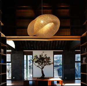 Zeal Lighting Living <b>Room</b> Shell Shaped Rattan Art weave chandelier lamp Led Bamboo Shades Pendant <b>Lights</b> - Product Image 4