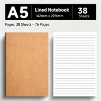 A5 Kraftpapier PU Übungsheft mit genähten linierten Innenseiten, hohe Qualität, leicht zu schreiben, für Schule, Büro, Studenten, individuelles Logo
