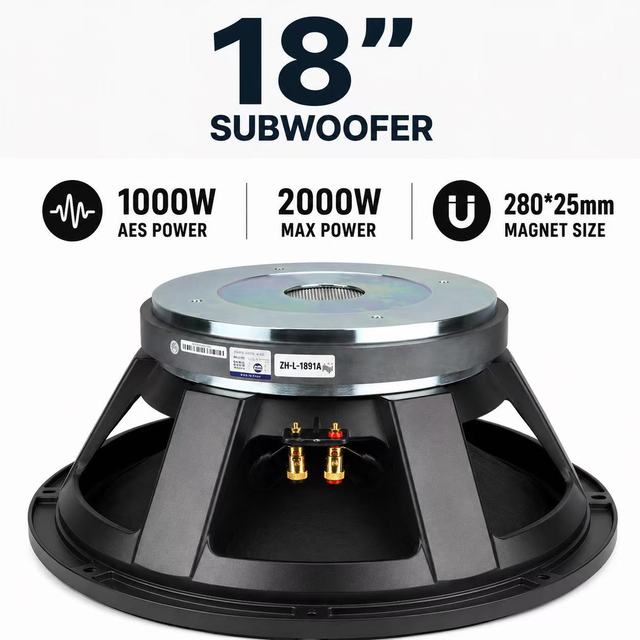 18 Inch Professional Subwoofer 1000W RMS PA Speaker 125mm Voice Coil 280mm Magnet for Concert Stage Sound System