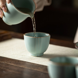 Ru Ware Ceramic <b>Teacup</b> Porcelain Single Cup Handmade Chinese Tasting Cup Kung Fu Tea Set - Product Image 3