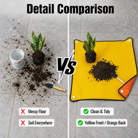 Tapis de rempotage pliable et imperméable en plastique épais pour jardin, idéal pour le repotage et la gestion des débris de terre, disponible en 2 couleurs : jaune et orange