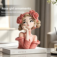 Ensemble de rangement pour pièces de monnaie en résine, motif fille de dessin animé, décoration d'intérieur moderne et minimaliste, tirelire pour meuble TV et bureau, cadeau d'anniversaire