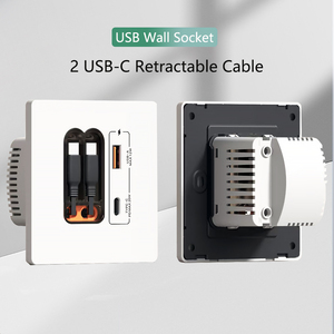 Toma de corriente de pared USB Universal con certificado CE 2 líneas de carga telescópicas USB C PD20W toma de extensión de pared USB para oficina - Product Image 3