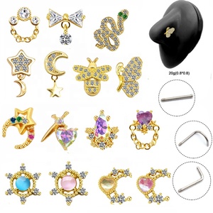 <span class=keywords><strong>Gaby</strong></span>-anillo de acero inoxidable chapado en oro para mujer, joyería para la nariz - Product Image 1