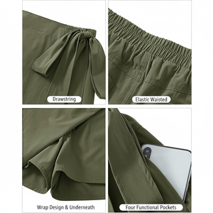 2025 à la mode taille haute Wrap élastique jupes pour femmes séchage rapide randonnée Tennis Golf Gym Shorts avec poche motif chaud Shorts - Product Image 1