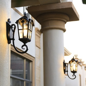 Năng lượng mặt trời ngoài trời không thấm nước dẫn đèn tường ấm trắng đúc nhôm với kính cường lực khuếch tán treo tường - Product Image 1