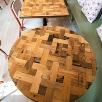 Vente en gros Plateau de table rond en métal Plateau en bois Plateau de table à manger moderne en bois pour restaurant