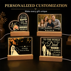 Lámpara Nocturna Acrílica al por Mayor con Foto y Texto Personalizados, Base de Madera, Lámpara USB para Tiendas de Regalos, Programas de Regalos Familiares Personalizados - Product Image 5